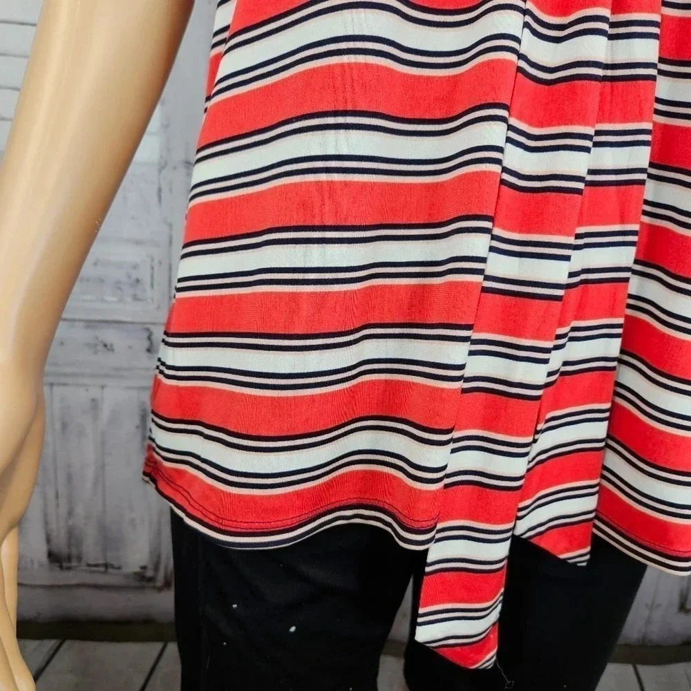 The Limited Size Large Orange and White Stripe Sleeveless Tank Shirt - Picture 2 of 9